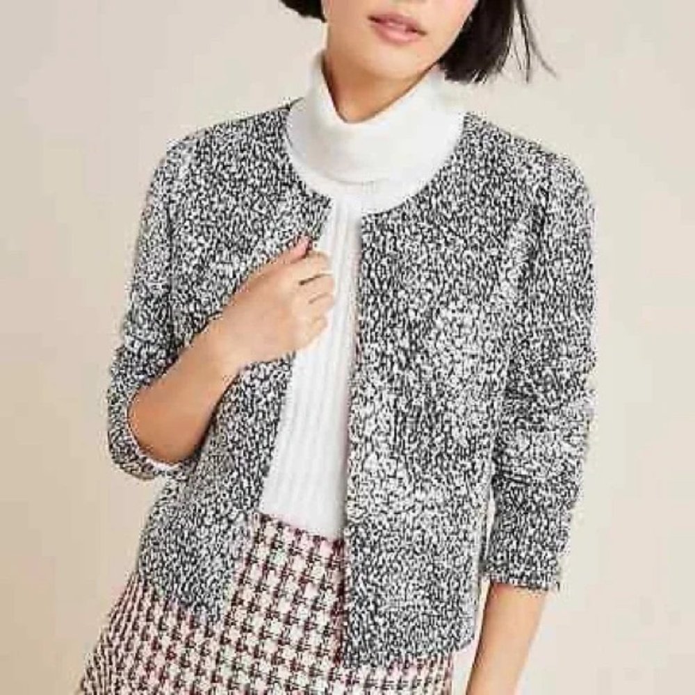 NWT Anthropologie DOLAN Eva Knit Jacket (Black/White) S